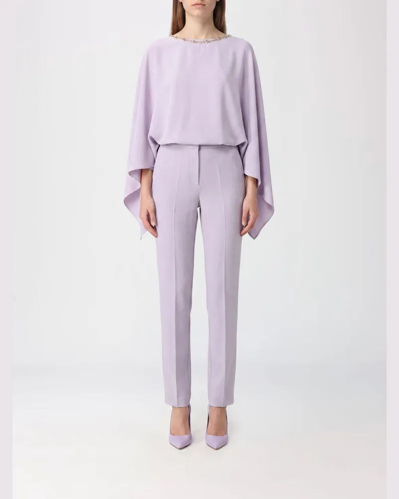 Pinko Langer Jumpsuit Bietole aus Viskose mit Schmuckapplikationen Lila