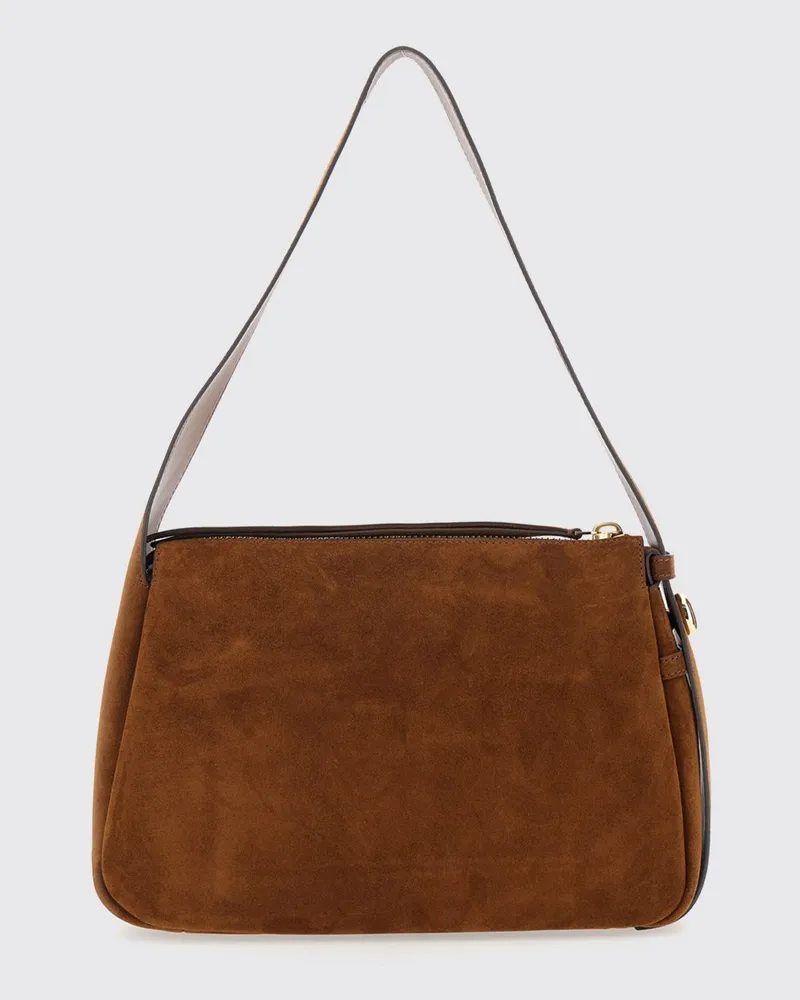 Tory Burch Romy Schultertasche aus Veloursleder Camel