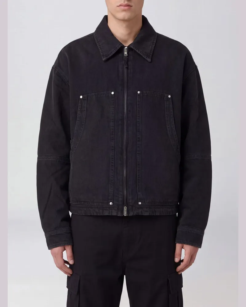 Amiri Jeansjacke aus schwarzem Baumwolldenim mit Reißverschluss Schwarz