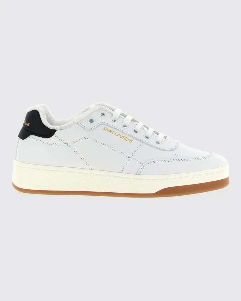 Saint Laurent Zweifarbige Low-Top-Sneakers SL/61 aus glattem Kalbsleder Weiß