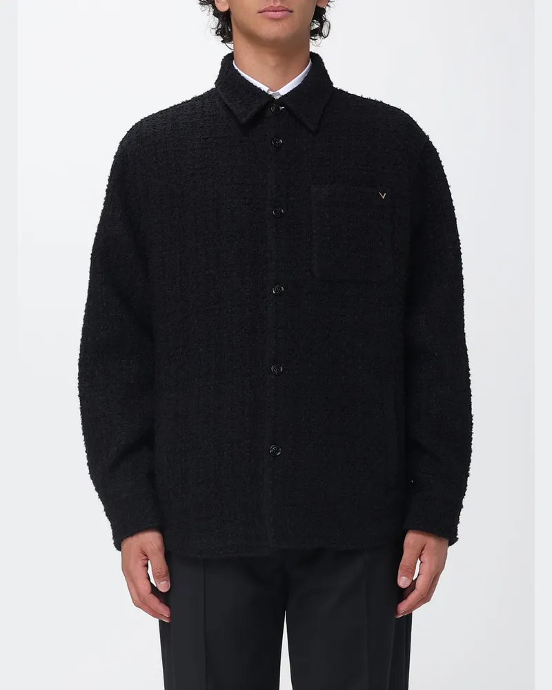Valentino Garavani Hemdjacke aus Baumwolltweed mit VLogo Signature Schwarz