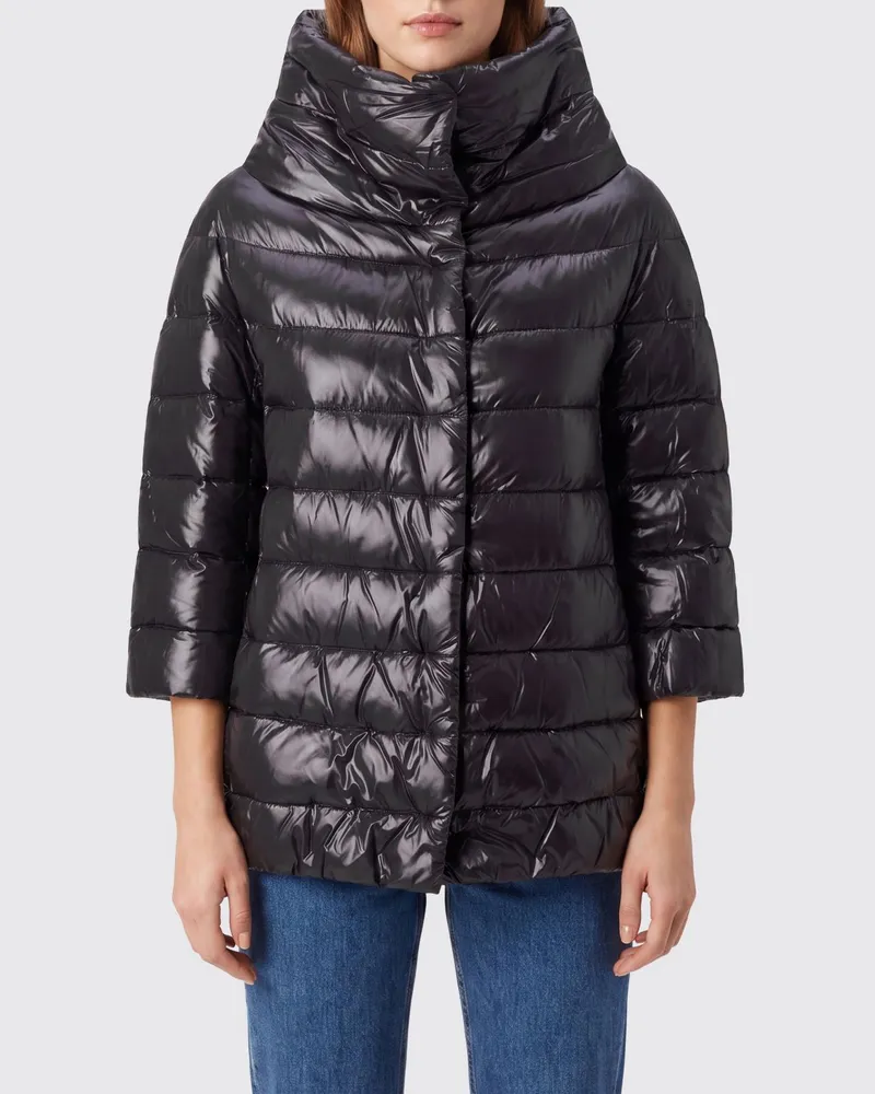 Herno Wasserabweisende gesteppte Daunenjacke mit hohem Kragen Schwarz