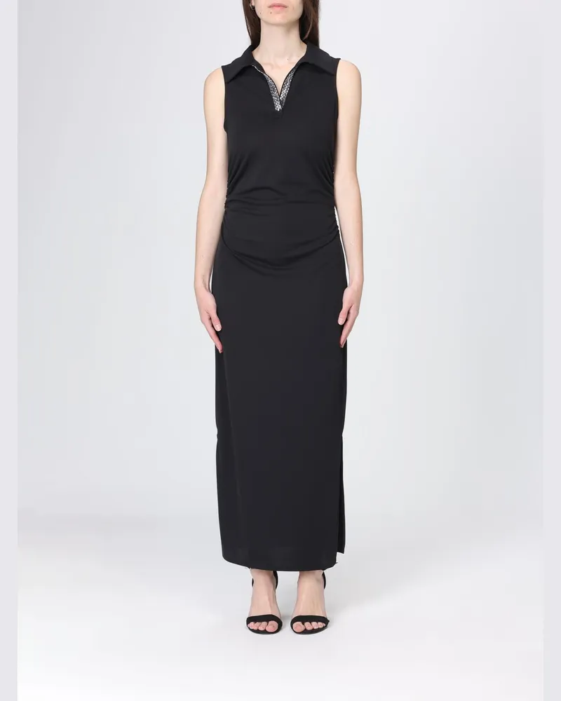 Liu Jo Schulterfreies langes Jerseykleid mit Strasssteinen Schwarz