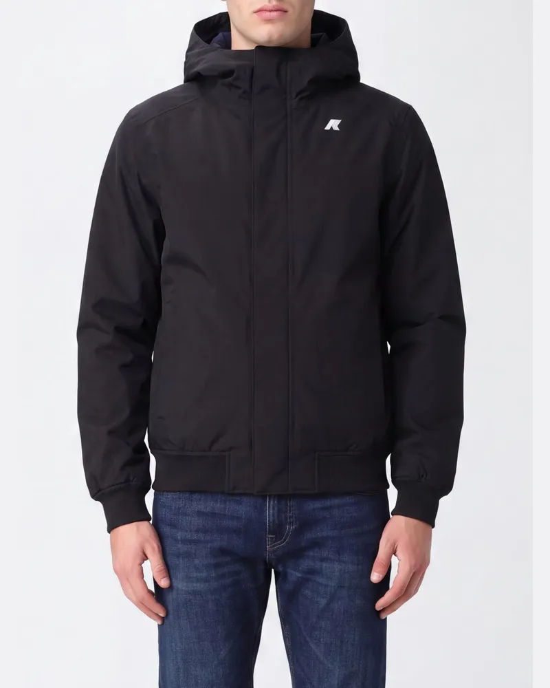K-Way Kurze wasserdichte Nylon-Windjacke Joachim von mit Kapuze Blau