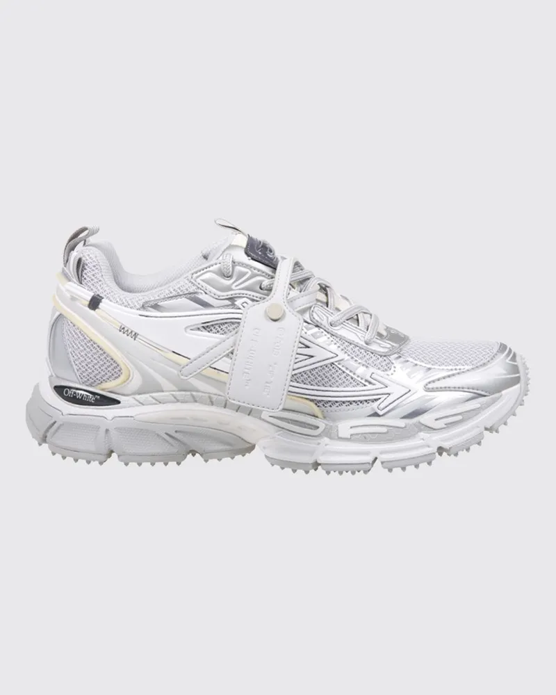 OFF-WHITE Bicolor Be Right Back Mesh-Sneaker mit gekerbter Sohle Weiß