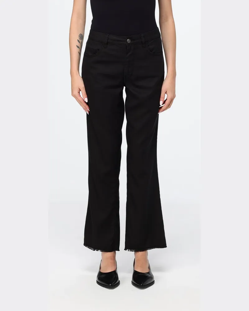 Fay Flared Jeans mit mittlerer Leibhöhe aus schwarzem Stretch-Baumwolldenim Schwarz