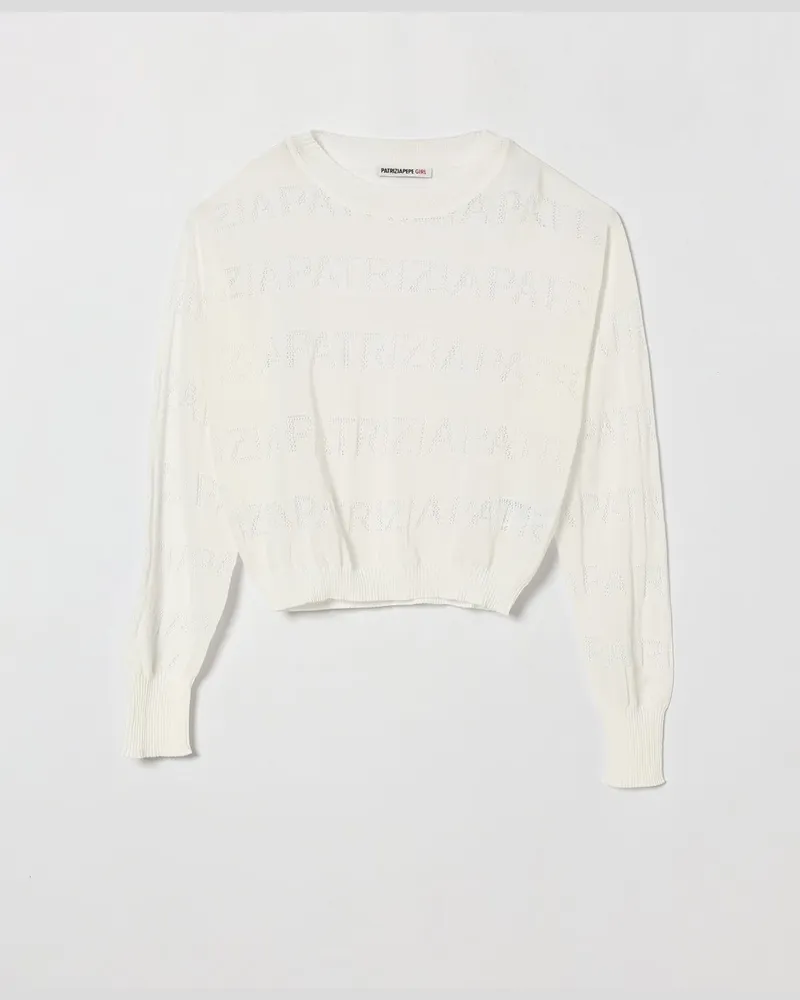 Patrizia Pepe Baumwollpullover für Mädchen mit überschnittenen Schultern Weiß