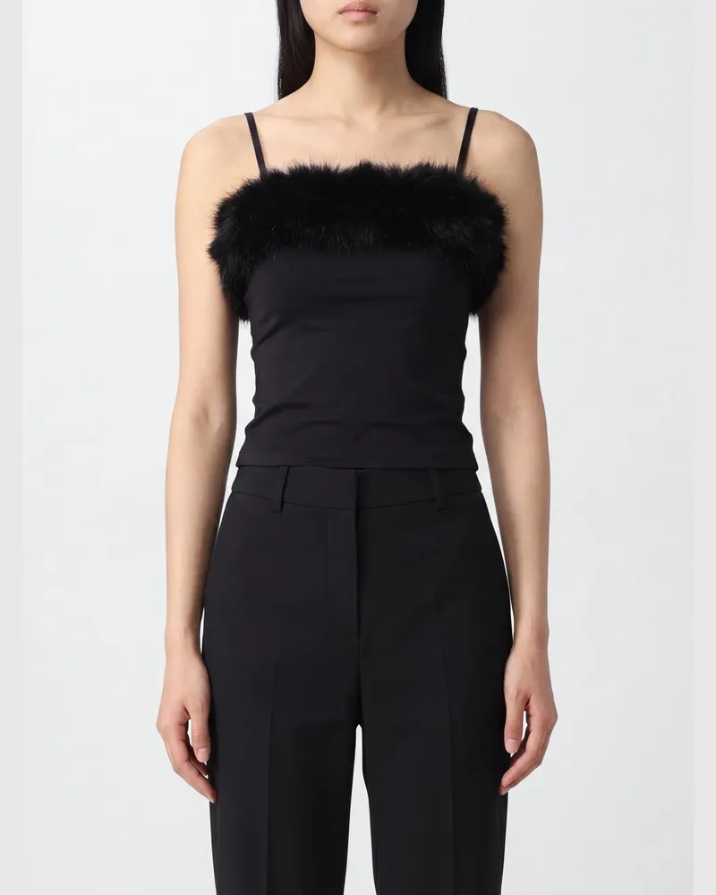 Balenciaga Slim Fit Abendtop aus Crêpe mit quadratischem Ausschnitt und schulterfreiem Design Schwarz
