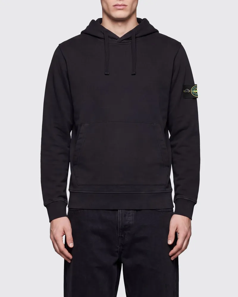 Stone Island Kapuzenpullover aus Baumwolle mit Kompass-Logo-Patch Schwarz