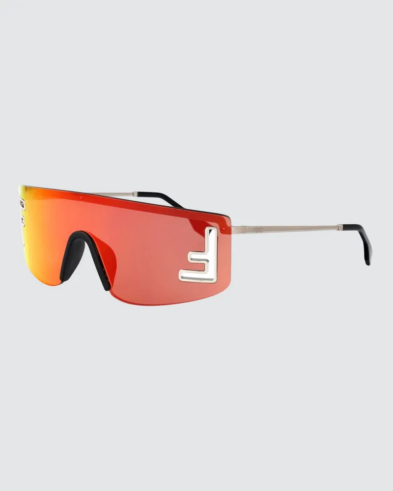 Fendi Shield-Sonnenbrille aus Metall mit FF-Monogramm Silber