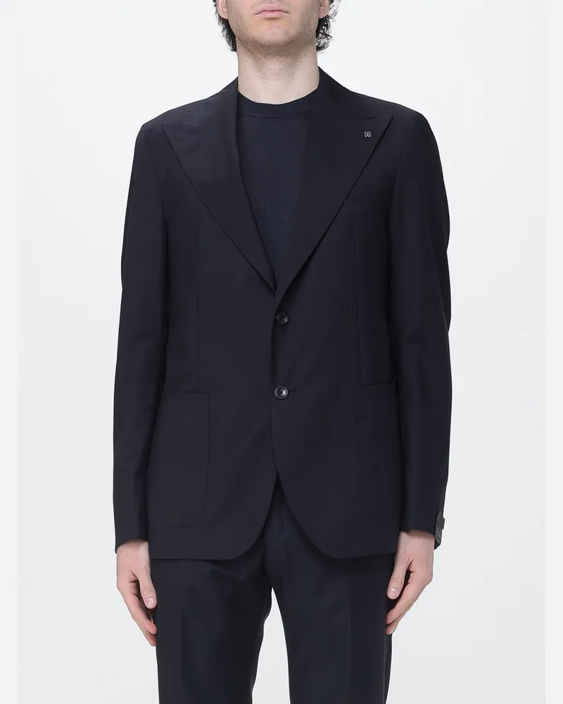 Tagliatore Einreihiger Blazer aus Schurwolle Blau