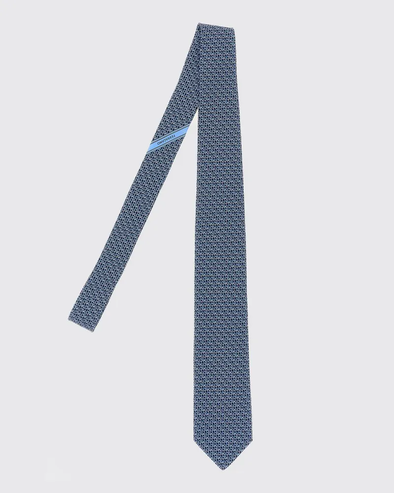 Ferragamo Krawatte aus Bio-Seide von mit durchgehendem Gancini-Monogramm-Muster Blau