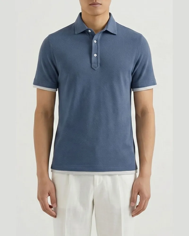 Brunello Cucinelli Polo herren Hellblau