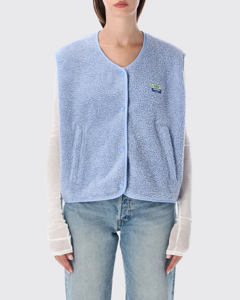 American Vintage Gepolsterte Fleece-Weste von mit Rundhalsausschnitt und Taschen Blau