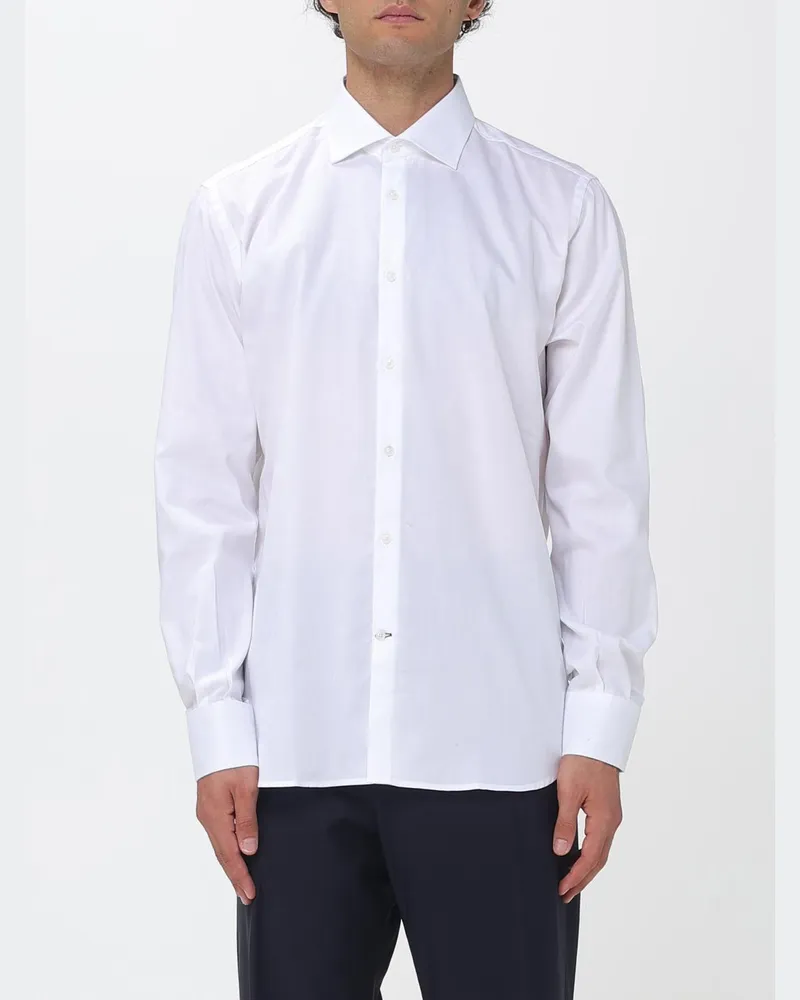 Brooksfield Lässiges Hemd aus Baumwollpopeline mit Button-Down-Kragen Weiß