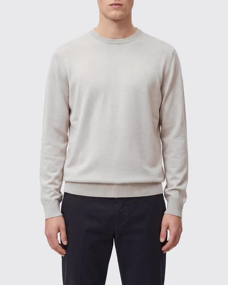 Altea Pullover mit Rundhalsausschnitt aus Baumwolle und Kaschmir mit Rippbündchen Beige