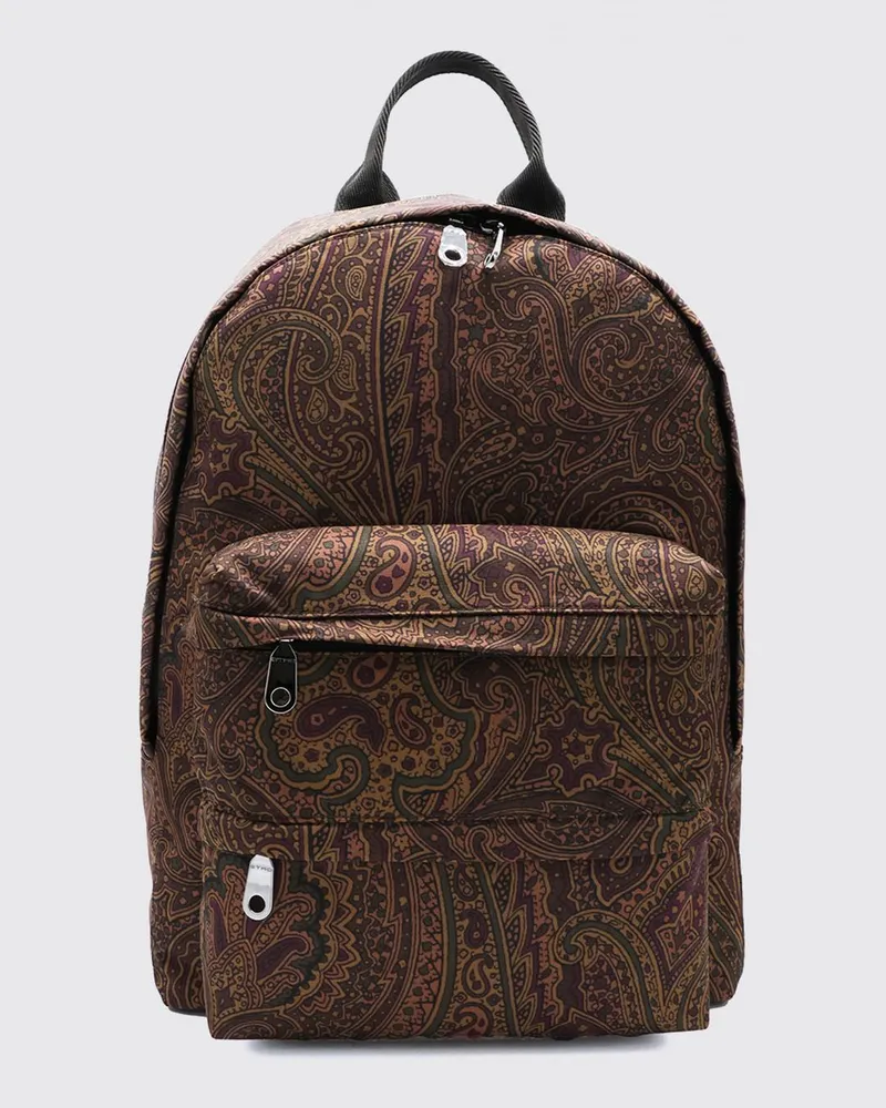 Etro Arnica Rucksack aus Nylon mit Paisley-Print und Pegaso-Logo Braun