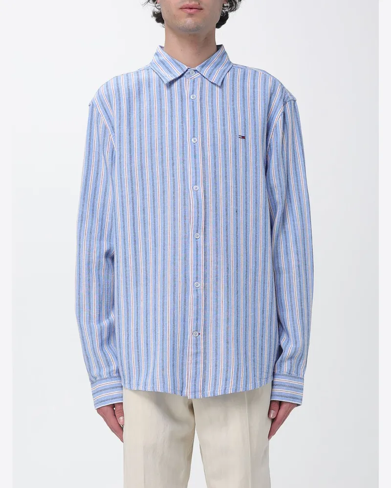 Tommy Hilfiger Gestreiftes Relaxed-Fit-Hemd von aus Baumwolle mit gesticktem Flag-Logo Bunt