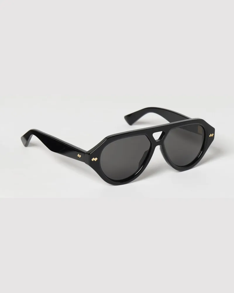 Bottega Veneta Aviator-Sonnenbrille aus recyceltem Acetat mit Doppelsteg Schwarz