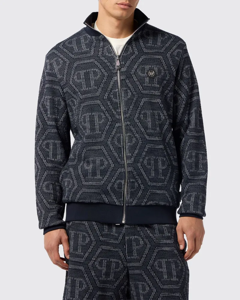 Philipp Plein PP Jacquard Baumwoll-Bomberjacke Navy