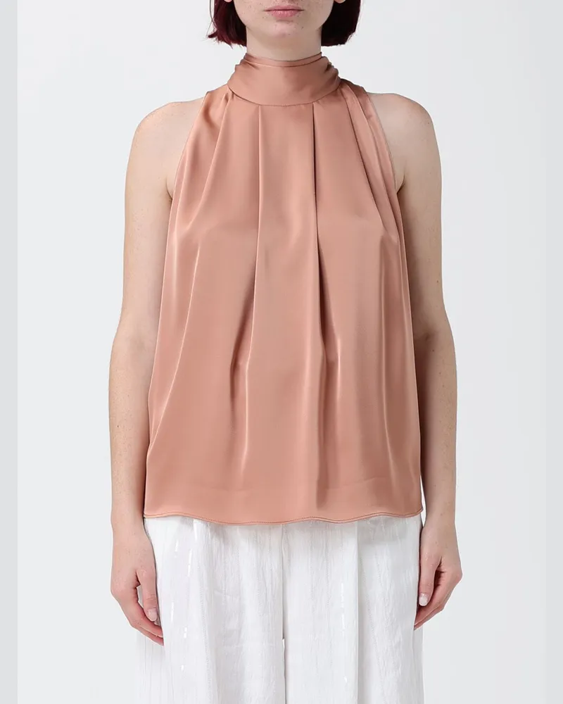 Hanita Satin-Top mit Blumen Haselnuss