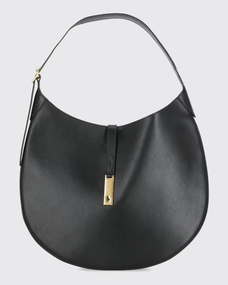Ralph Lauren Leder-Hobo-Tasche Schwarz
