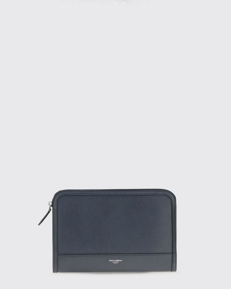 Dolce & Gabbana DOLCE  GABBANA Dolce & Gabbana Atene Dokumentenhalter aus genarbtem Kalbsleder Blau