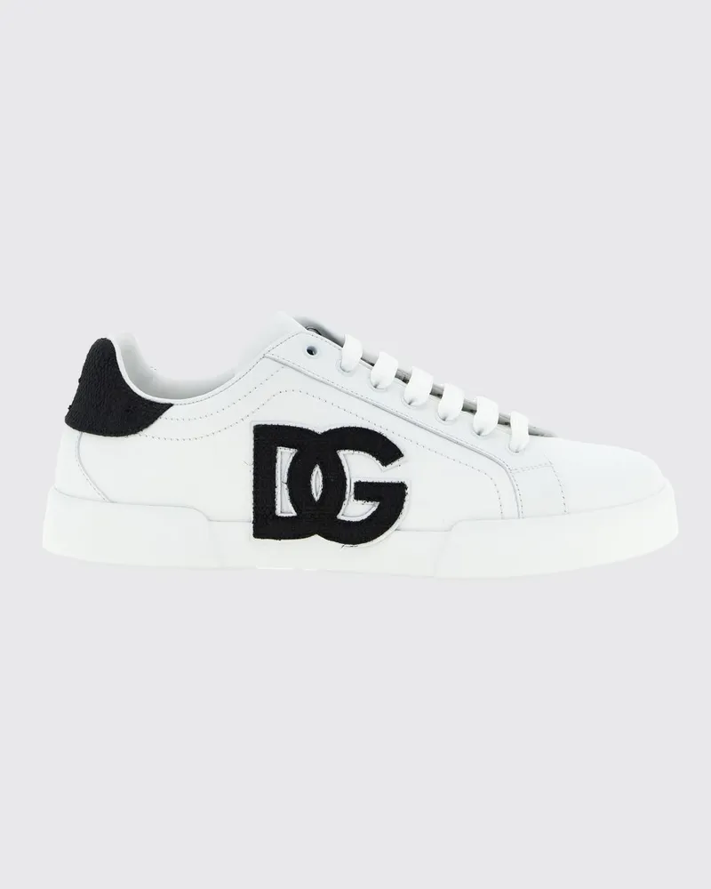 Dolce & Gabbana DOLCE  GABBANA Dolce & Gabbana Portofino Light Low-Top-Sneakers aus Leder mit DG-Patch Weiß