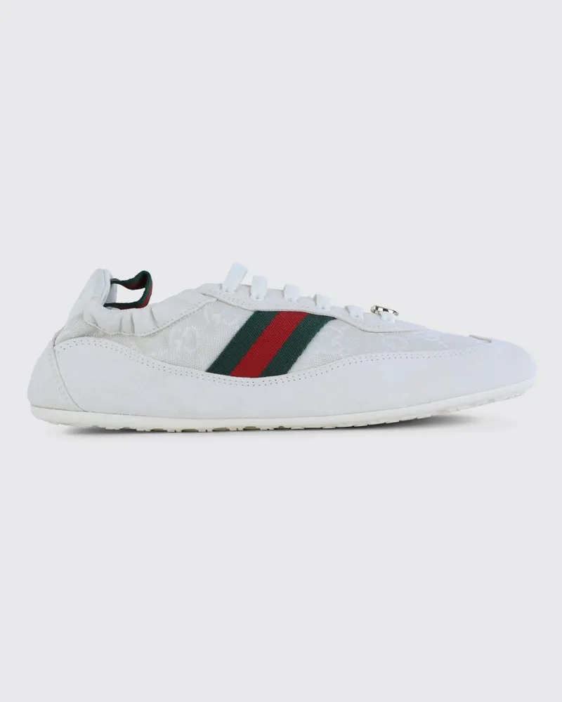 Gucci Shift Sneakers aus GG Jacquard-Monogramm-Canvas und Wildleder Weiß