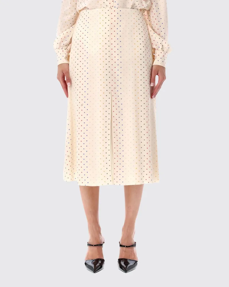 Valentino Garavani Seidener Midi-Bleistiftrock von mit VLogo Signature-Print Ivory