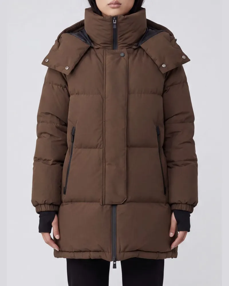 Herno Kurze Daunenjacke mit Kapuze aus gestepptem Nylon mit wasserabweisendem Finish Grün