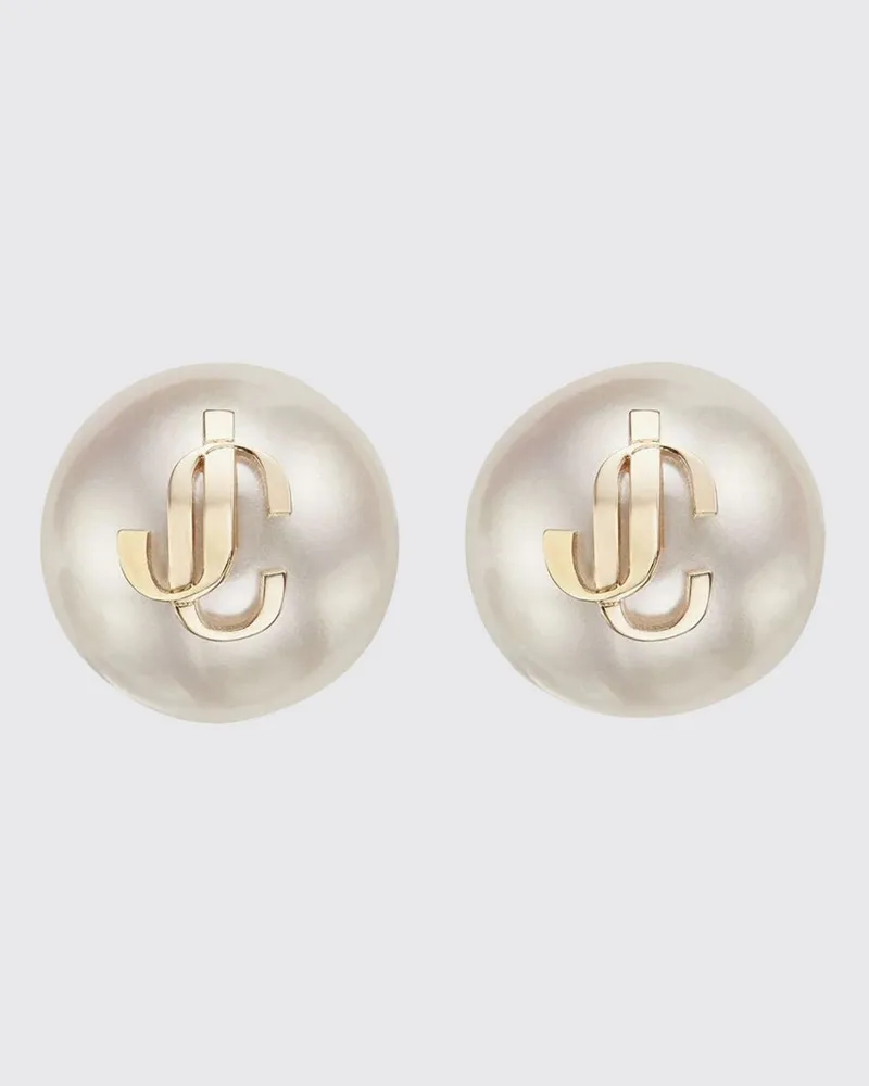 Jimmy Choo Ohrstecker mit JC-Monogramm und Kunstperlen Weiß