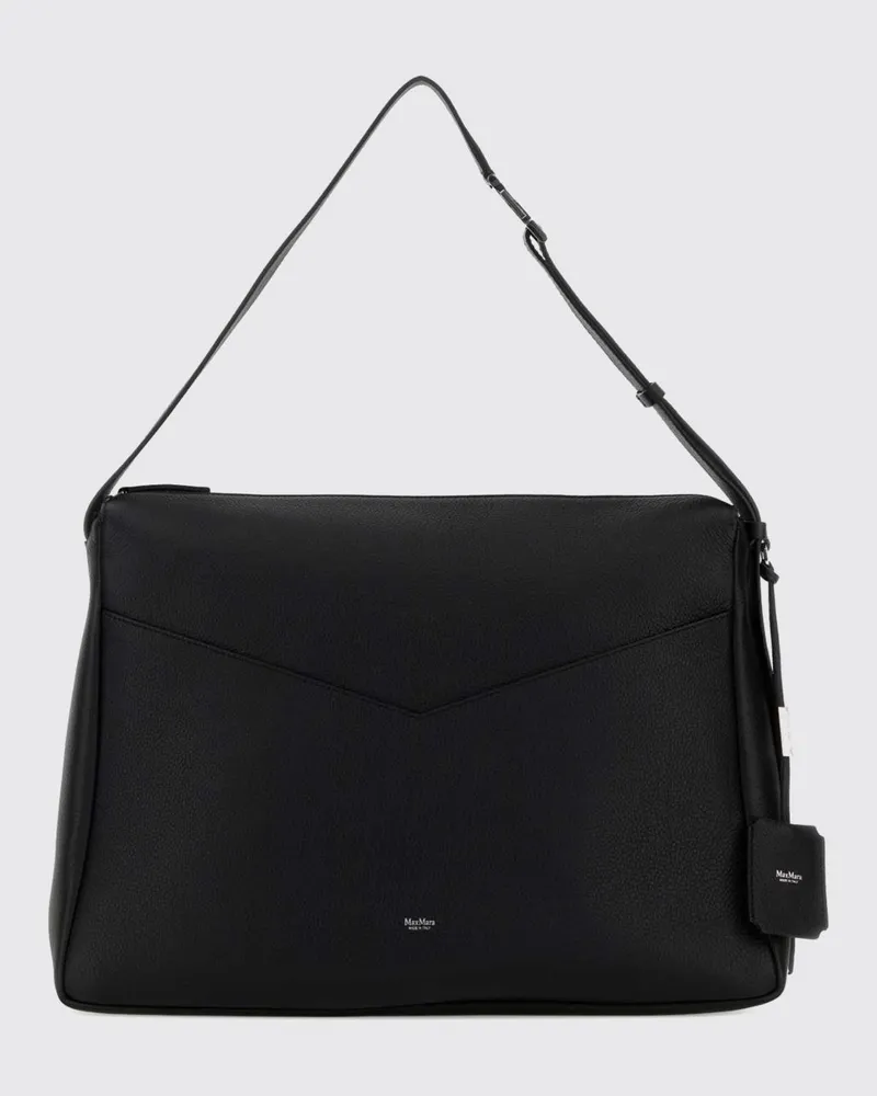 Max Mara Leder-Kipperl-Tasche Schwarz