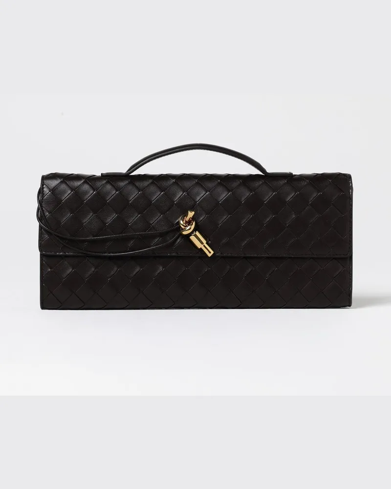 Bottega Veneta Andiamo Clutch aus Intrecciato-Nappaleder Braun