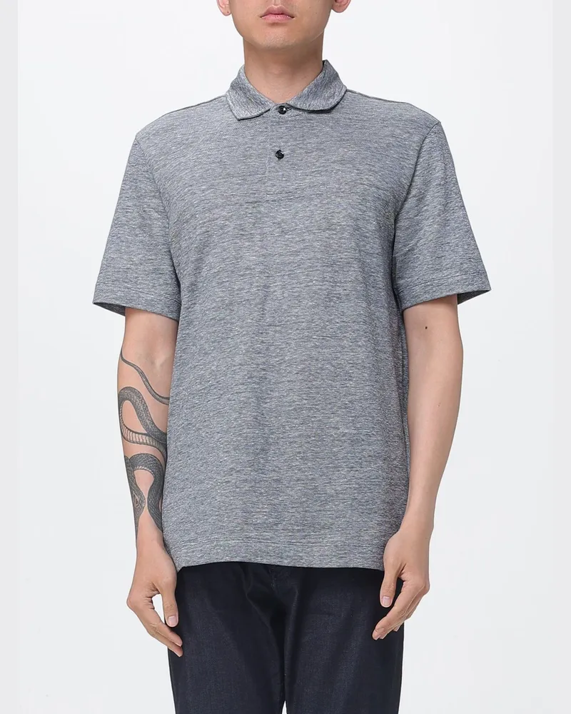 HUGO BOSS Polo aus Baumwolle und Leinen Blau
