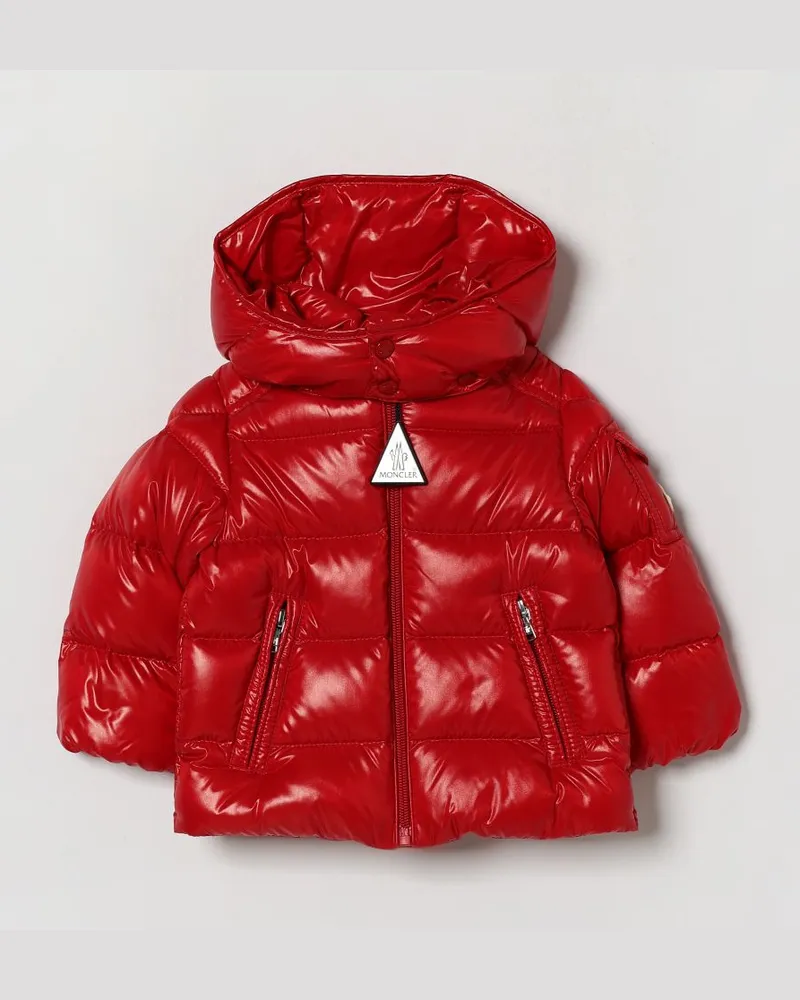 Moncler Daunenjacke Maya aus recyceltem Laqué-Nylon mit Kapuze für Jungen Rot