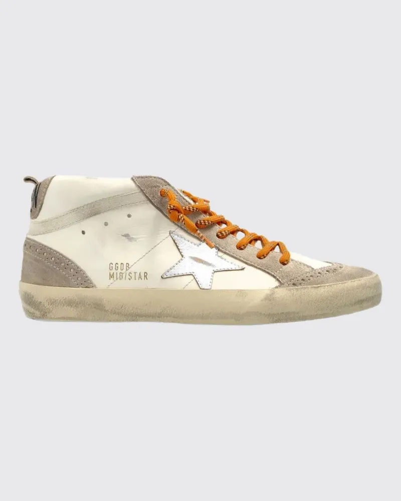 Golden Goose Mid-Star Mid-Top-Sneaker aus Leder und Wildleder mit Brogue-Details Weiß