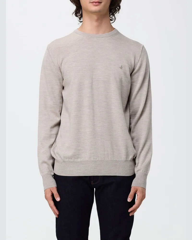 Brooksfield Wollpullover mit Rundhalsausschnitt, langen Ärmeln und Rippbündchen Beige