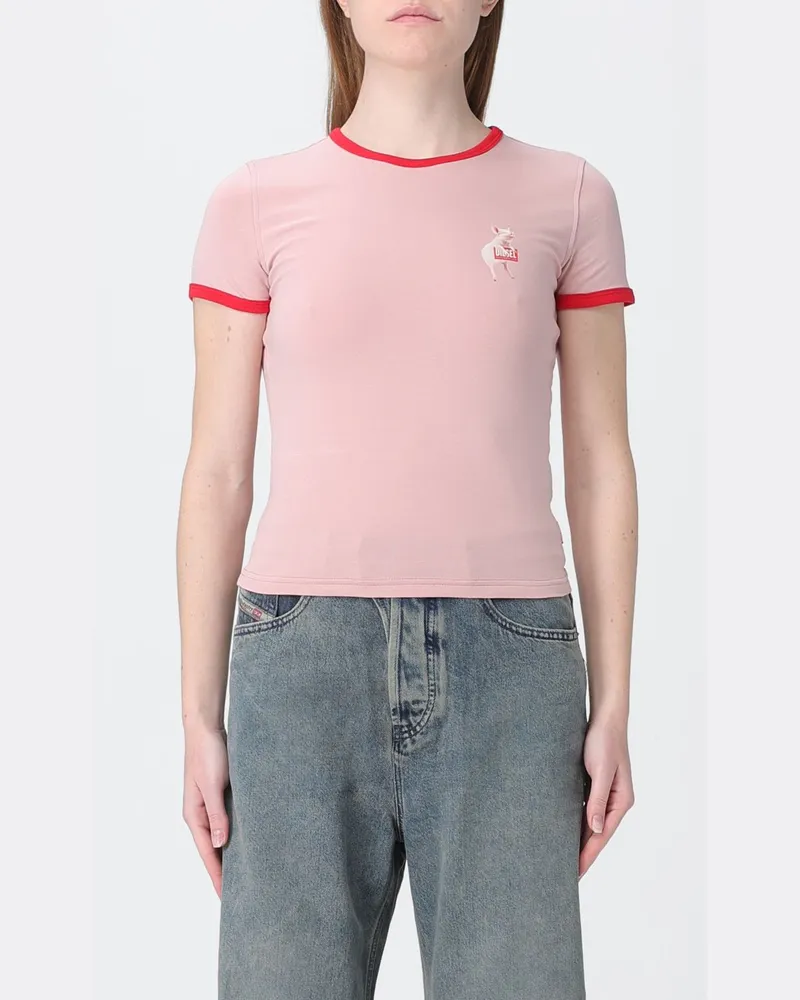 Diesel Baumwoll-T-Shirt mit Logo Pink