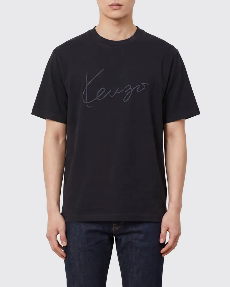 Kenzo T-Shirt aus Baumwolle mit kontrastierendem Logo Schwarz