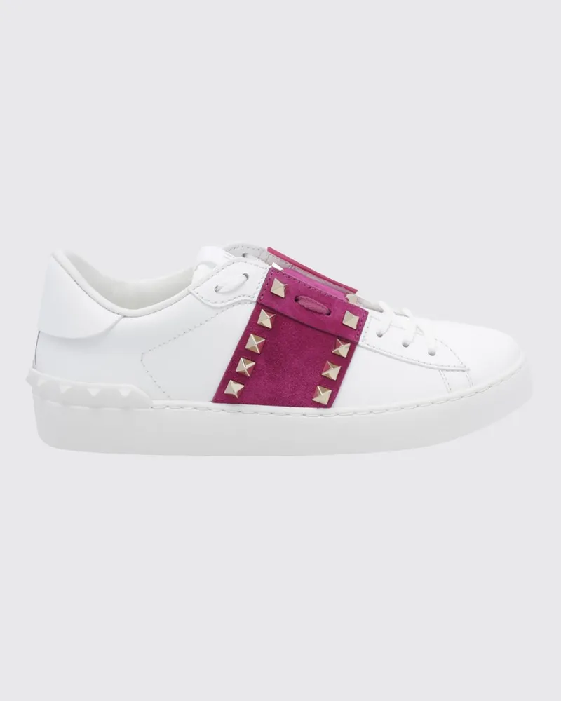 Valentino Garavani Rockstud Untitled Sneaker aus Leder und Wildleder mit ikonischen Nieten Fuchsia