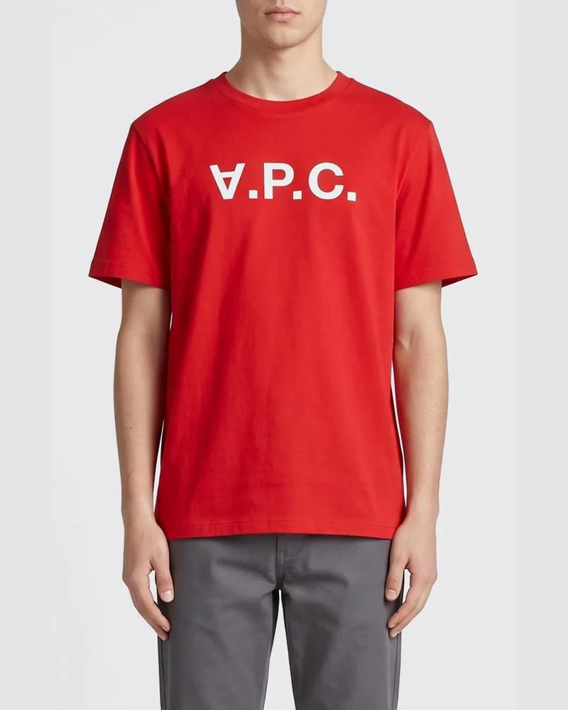 A.P.C. T-Shirt aus Bio-Baumwolle mit Logo Rot