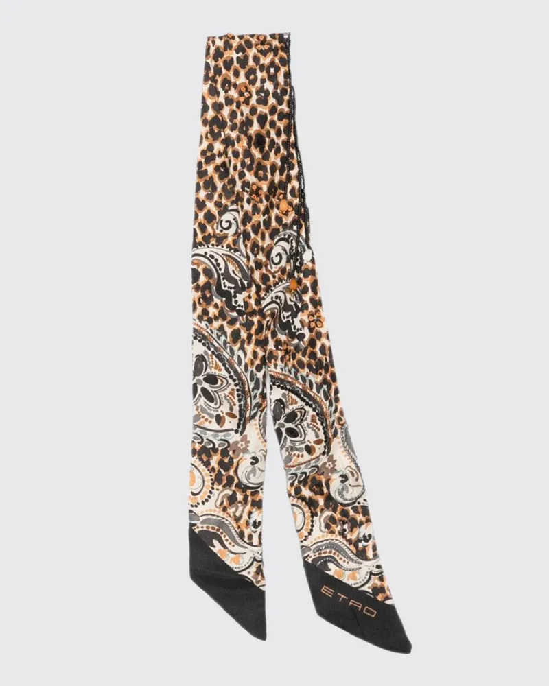 Etro Bandeau-Schal von aus reiner Seide mit Paisley- und Animalier-Print Schwarz
