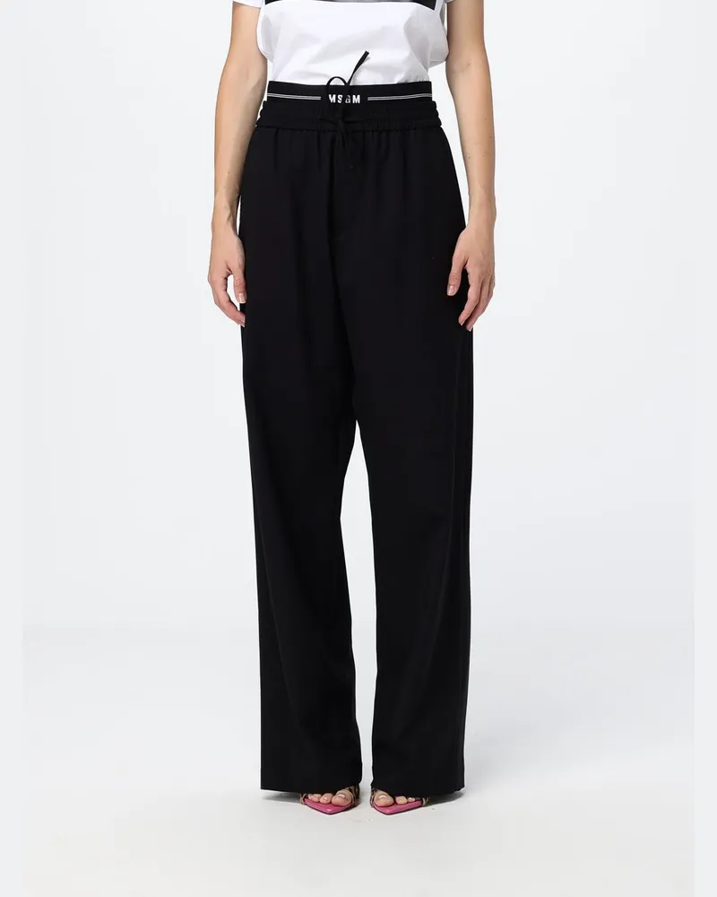 MSGM Jogginghose von aus Schurwolle mit Kordelzug und Logo Schwarz