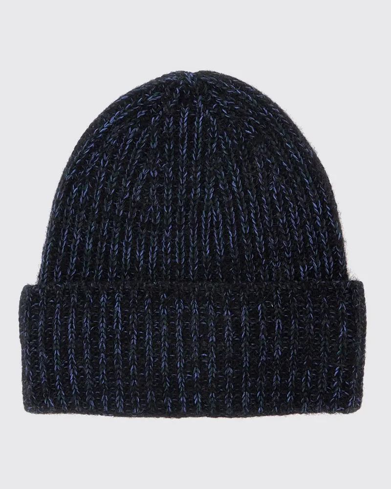 Missoni Beanie-Mütze von aus Woll-Viskose-Mischung mit Umschlag Blau