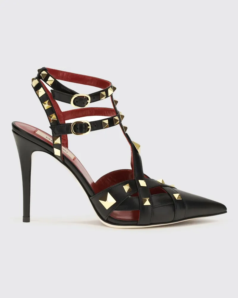 Valentino Garavani Studdy T-Strap Pumps mit Stilettoabsatz aus Ziegenleder Schwarz