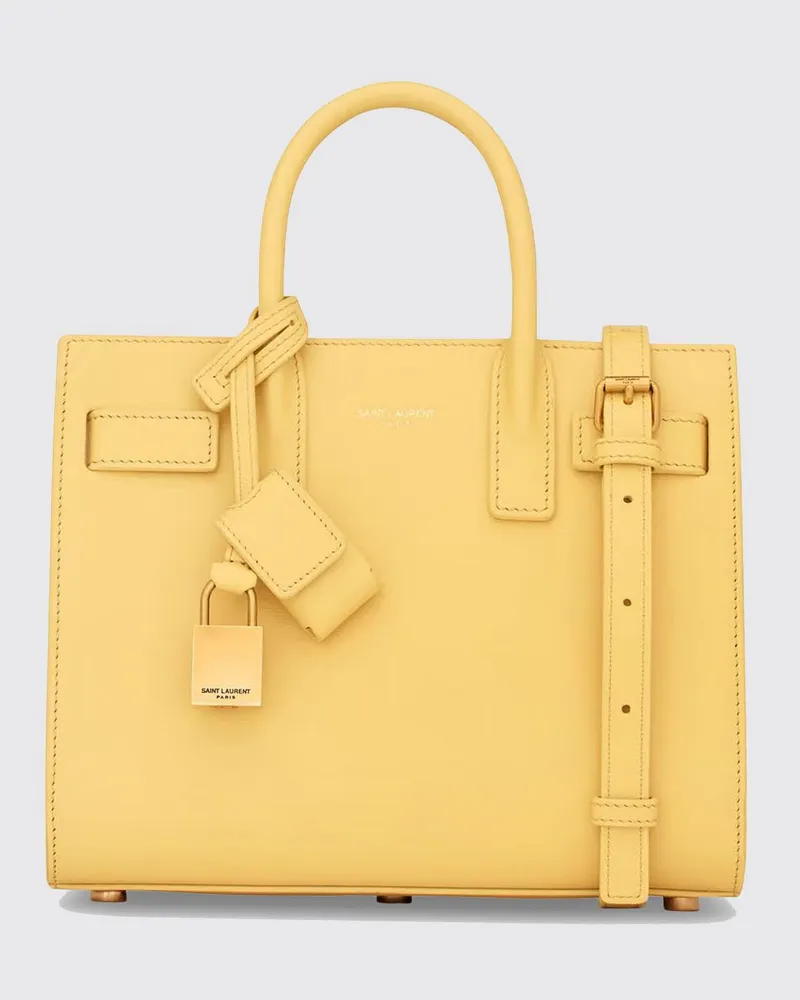 Saint Laurent Sac De Jour Nano Tasche aus Palmellato-Leder Gelb