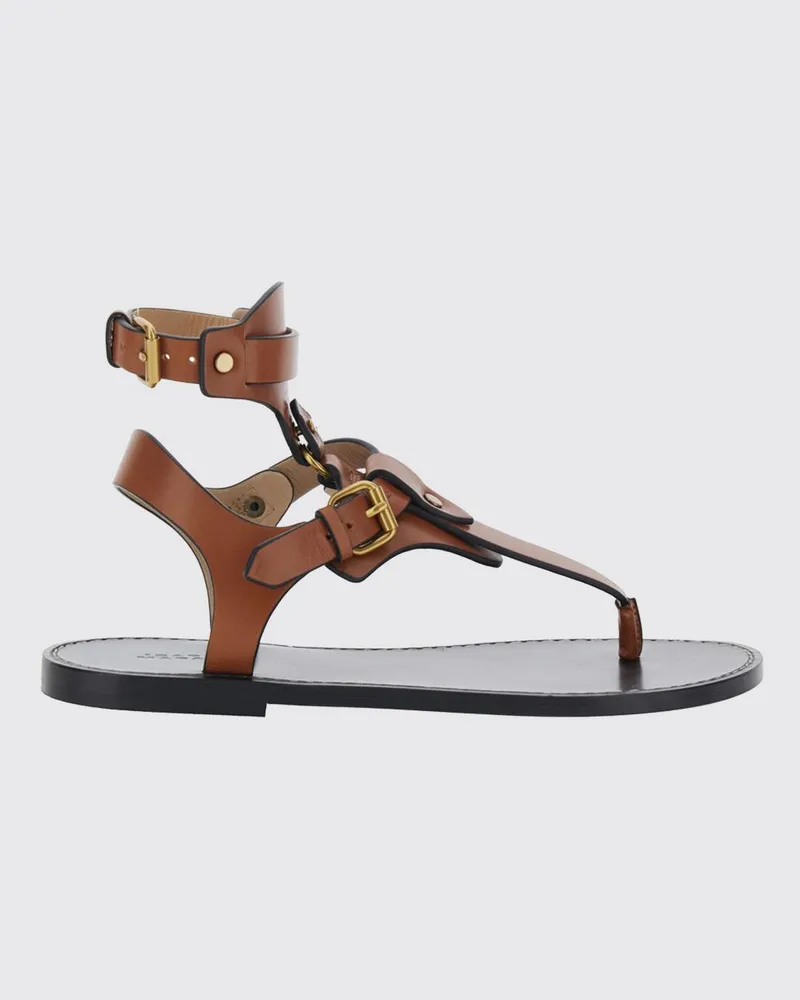 Isabel Marant Zehentrenner-Sandalen aus Kalbsleder mit niedrigem Absatz Braun