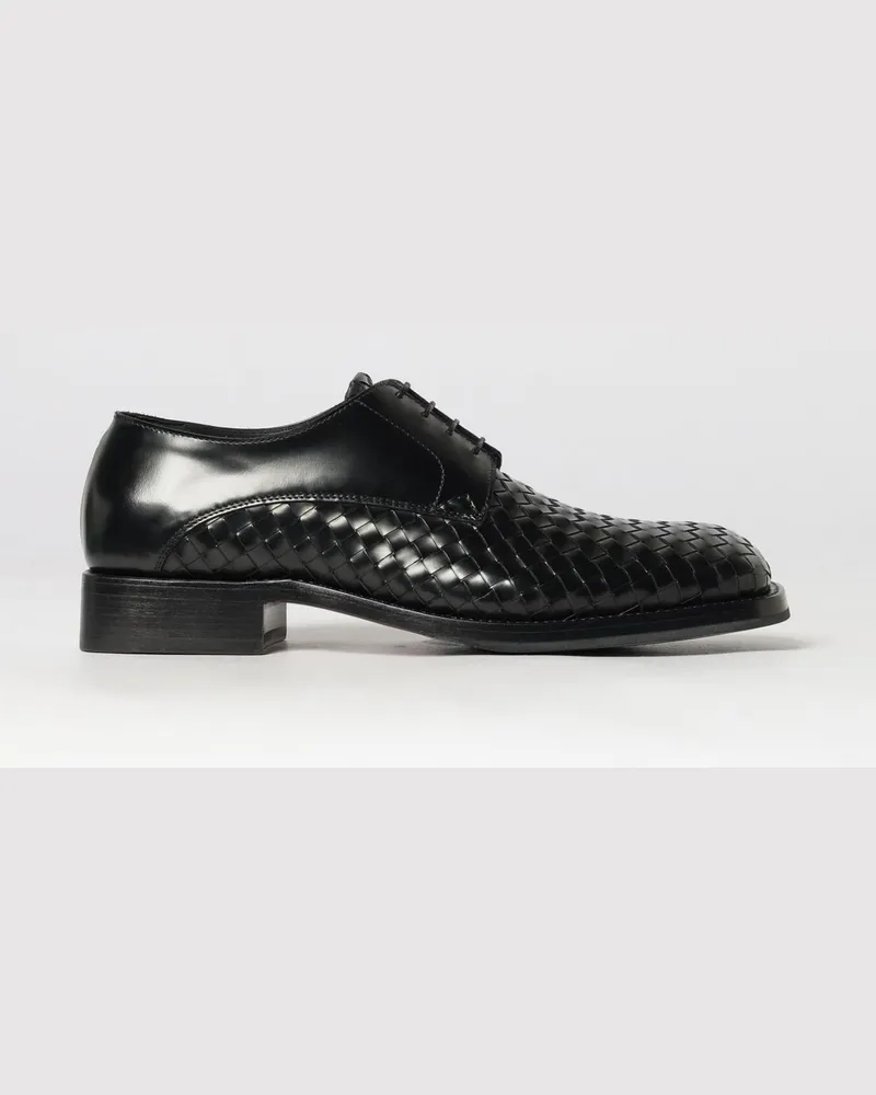 Bottega Veneta Smashed Derby-Schuhe aus gebürstetem Leder mit eckiger Kappe Schwarz