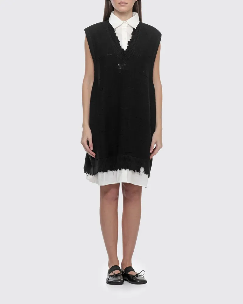 Maison Margiela Baumwoll-Hemdblusenkleid Schwarz